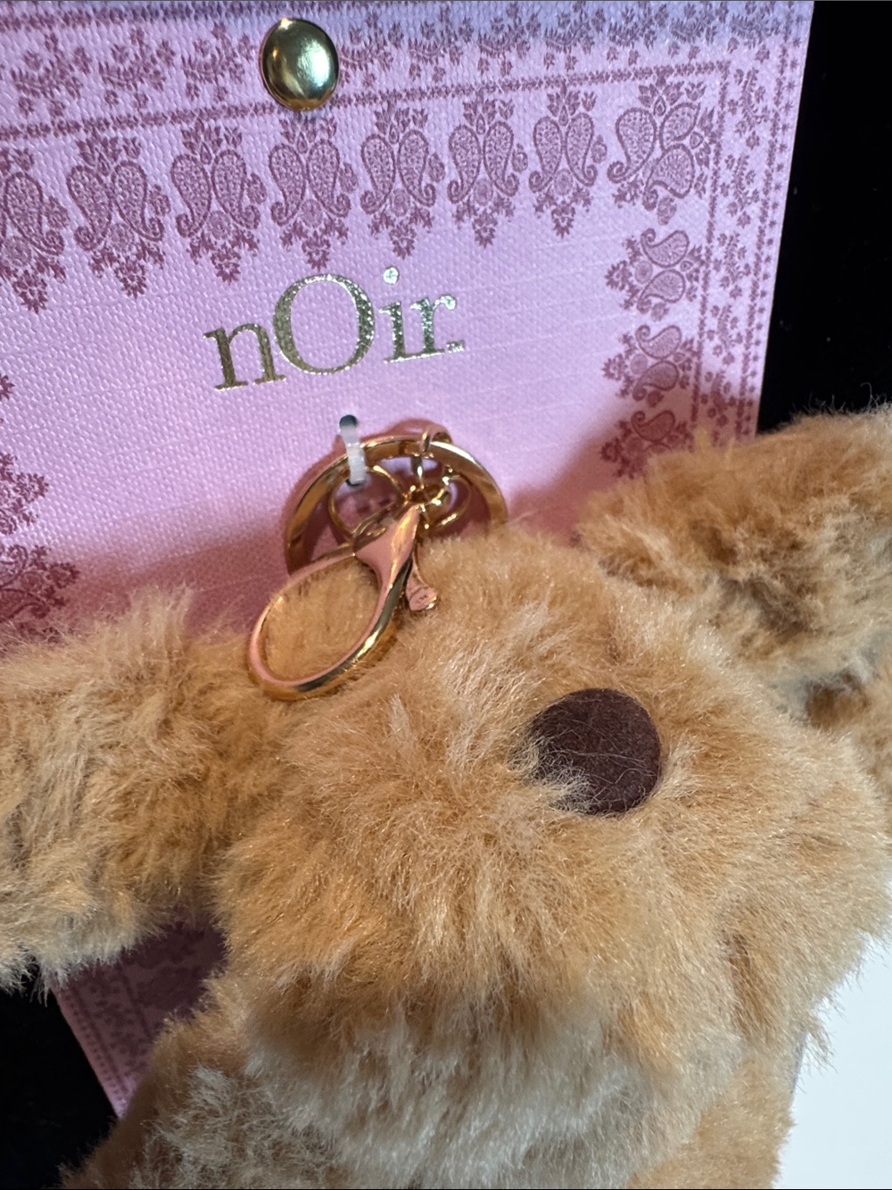 nOir Jewelry Tan Fuzzy Teddy Keychain Plush Bear Charm - Picture 2 of 2